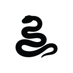 Stylized silhouette of a coiled snake in black on a white background