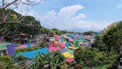 Bright Multi-Colored Rooftops in Residential Area