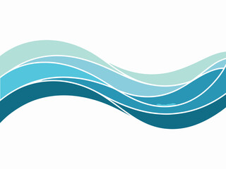 Abstract Water Wave Illustration with Shades of Blue and Green Flowing Serenity on a White Backdrop Conceptual Graphic Design