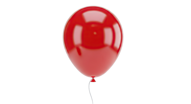 A Single Shiny Red Balloon Floats Against A Transparent Background With A Subtle White String Attached