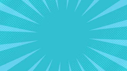 Cyan Pop Art Sunburst Animation – Retro Radial Explosion Background Loop