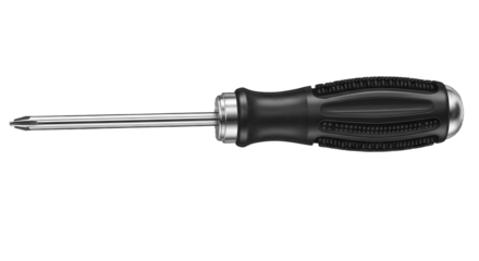 Phillips head screwdriver, black ergonomic rubber handle tool