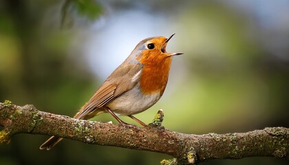 robin singing on a branch
