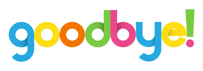 GOODBYE! colorful typography banner on transparent background