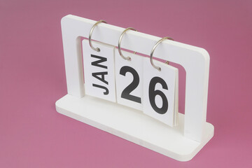 January, 20 on calendar on purple background.