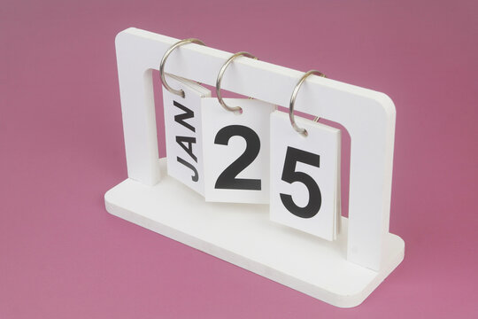 January, 20 on calendar on purple background.