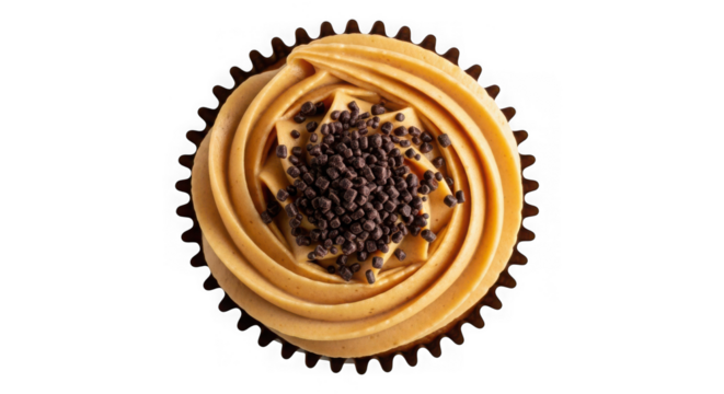 Delicious peanut butter cupcake with chocolate sprinkles