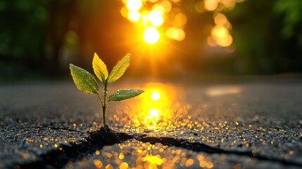 Young plant growing in sunlight