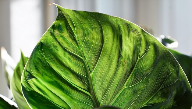 close up of succulent plant with fan like green leaves in white detail beautiful exotic syngonium podophyllum