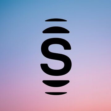 Letter s with sound waves icon