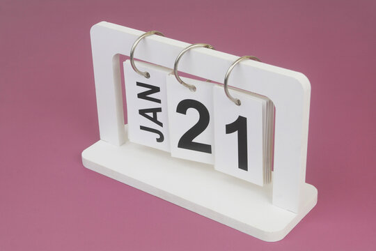 January, 21 on calendar on purple background.