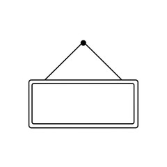 Naklejka premium Blank rectangular sign hanging from a string