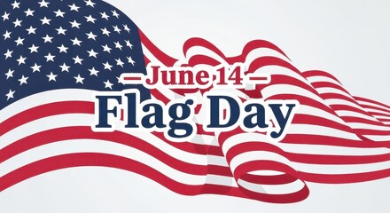 June 14 Flag Day with American Flag. Ai generation