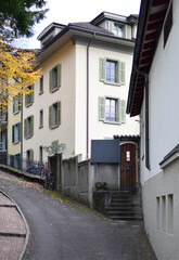 Narrow street in the old town of Luzern, Switzerland 