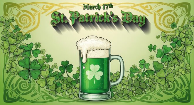 St. Patrick's Day Celebration with Green Beer. Ai generation