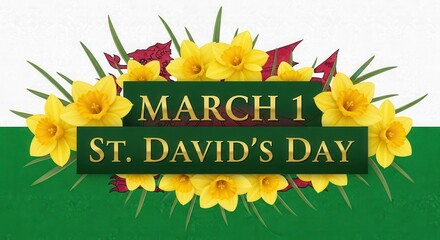 St. David's Day Celebration with Daffodils. Ai generation