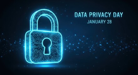 Data Privacy Day Digital Lock. Ai generation