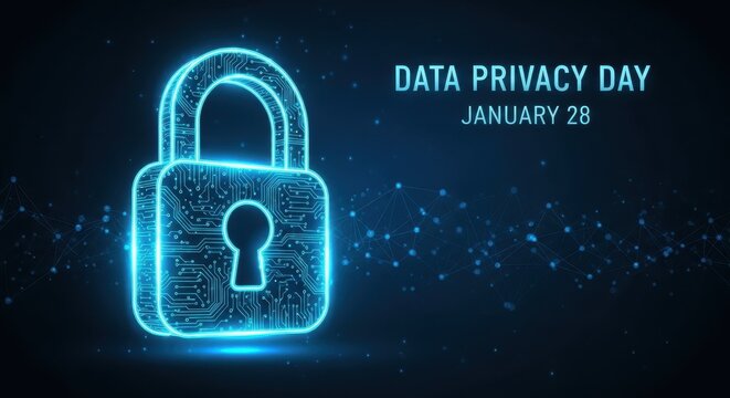 Data Privacy Day Digital Lock. Ai generation