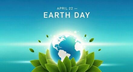 Earth Day Celebration with Globe and Leaves. Ai generation