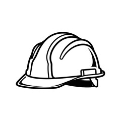 Fototapeta premium Black and white line drawing of a hard hat
