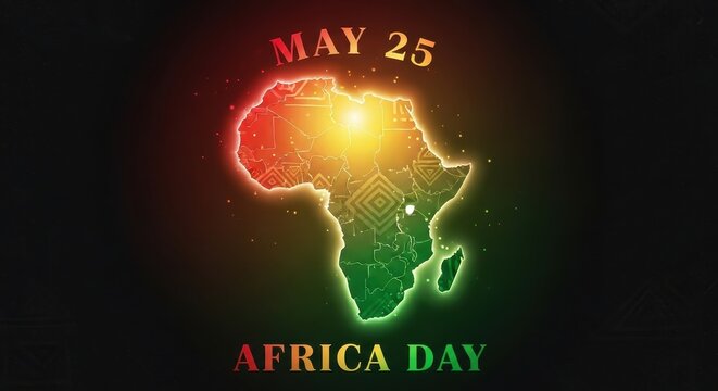 Africa Day Celebration with Illuminated Map. Ai generation