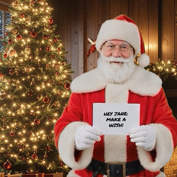 Christmas Santa Greeting Holding Card Square Title Animation