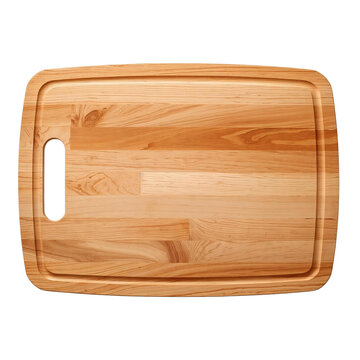 Wooden Cutting Board Centered on White Background &ndash; High-Resolution Studio Lighting Product Photo for Recipe Blogs and Food Mockups