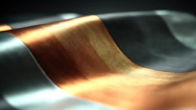 Abstract flowing fabric with metallic gold and silver colors