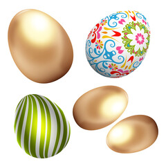 set of easter eggs isolated on white