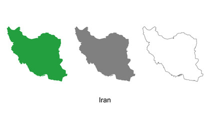 Obraz premium Iran map set. Iran map vector. Iran map on green, gray, and outline