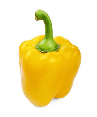 Whole yellow bell pepper with green stem