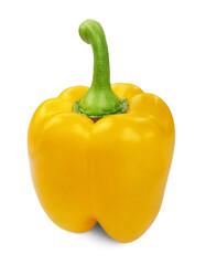 Whole yellow bell pepper with green stem