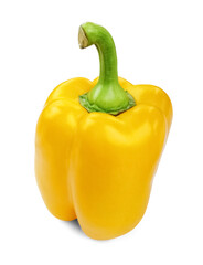 Whole yellow bell pepper with green stem