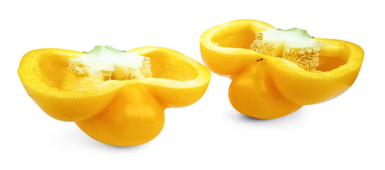 Two halves of yellow bell pepper