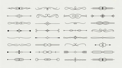 Collection of elegant ornamental dividers and borders in a vintage style