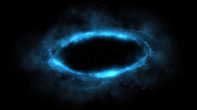 A black hole with a bright blue ring around it.