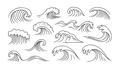 Water waves pattern silhouette outline illustration