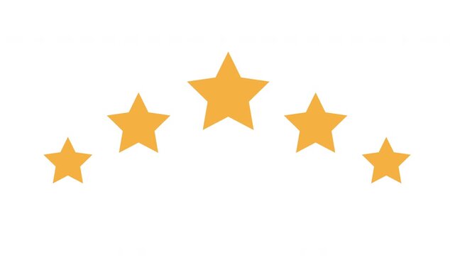 Gold star award isolated on white background. Rating five stars, 5 star rating concept animation, star review concept