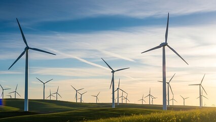 Wind Turbines at Sunset - Sustainable Energy in Action.