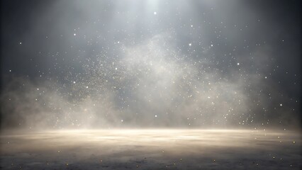 Mysterious ethereal light beam illuminating dusty particles in a dark atmospheric background