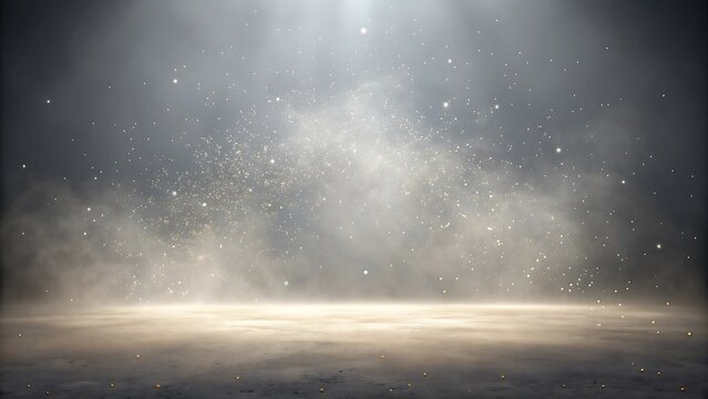 Mysterious ethereal light beam illuminating dusty particles in a dark atmospheric background
