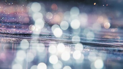 Abstract water surface reflecting sparkling bokeh lights - Powered by Adobe