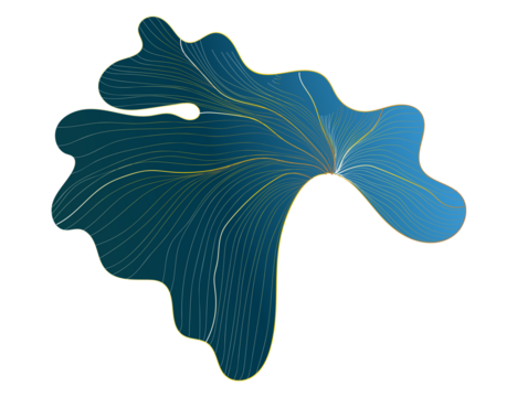 Abstract blue and gold organic flowing lines design