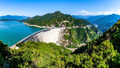 Massive hydroelectric Three Gorges Dam under cloudy sky