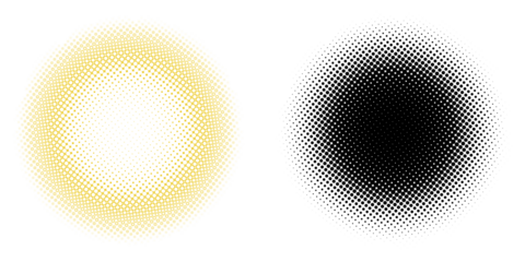 Abstract halftone gradient circle with vibrant yellow tones