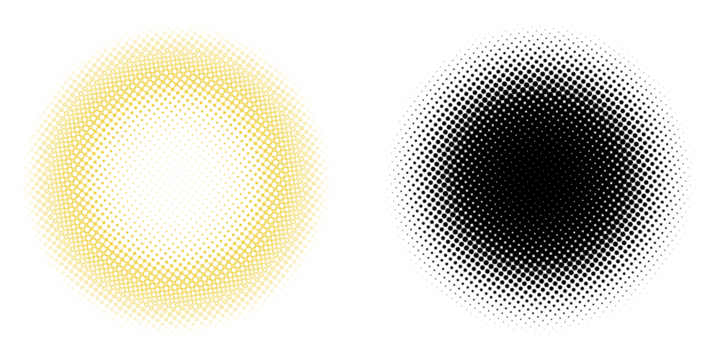 Abstract halftone gradient circle with vibrant yellow tones