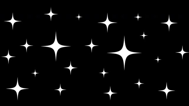 Glowing twinkling stars effect animated with alpha channel background. Sparkling Shine animation glowing stars. Sparkle sparkling stars effect animated