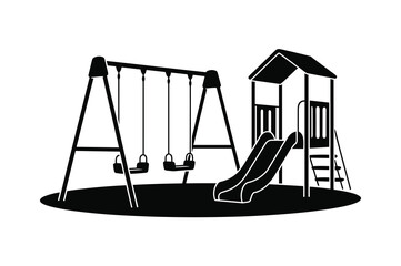 Playground equipment with swings and slide