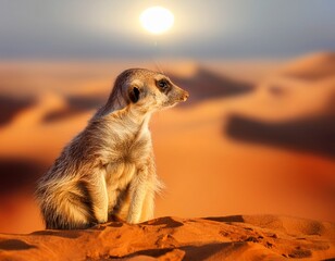 meerkat in desert landscape