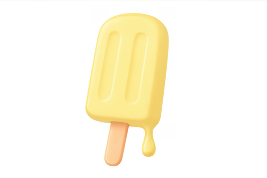 Yellow popsicle melting on stick for summer treat